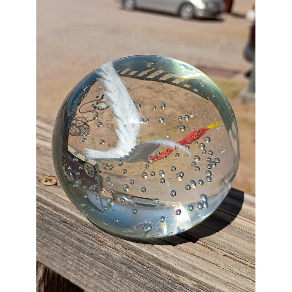 VTG West Virginia Glass Goose Paperweight — 1976 Patriotic, Controlled Bubbles